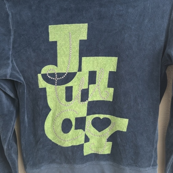 Juicy Couture Vintage Y2K Track Jacket Blue Terry Cloth Full Zip Hooded Velour - Picture 7 of 7